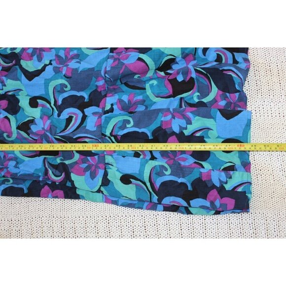 Terra & Sky Multicolor Blue Peasant Midi Dress Plus 4X Square Neck Long Sleeves - Picture 5 of 12